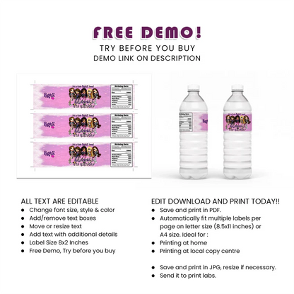 Bratz Water Bottle Label | Printable Bottle Wraps | Bratz Party Decor