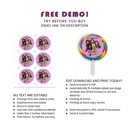 Bratz Lollipop Label | Custom Candy Tag | Printable Party Decor