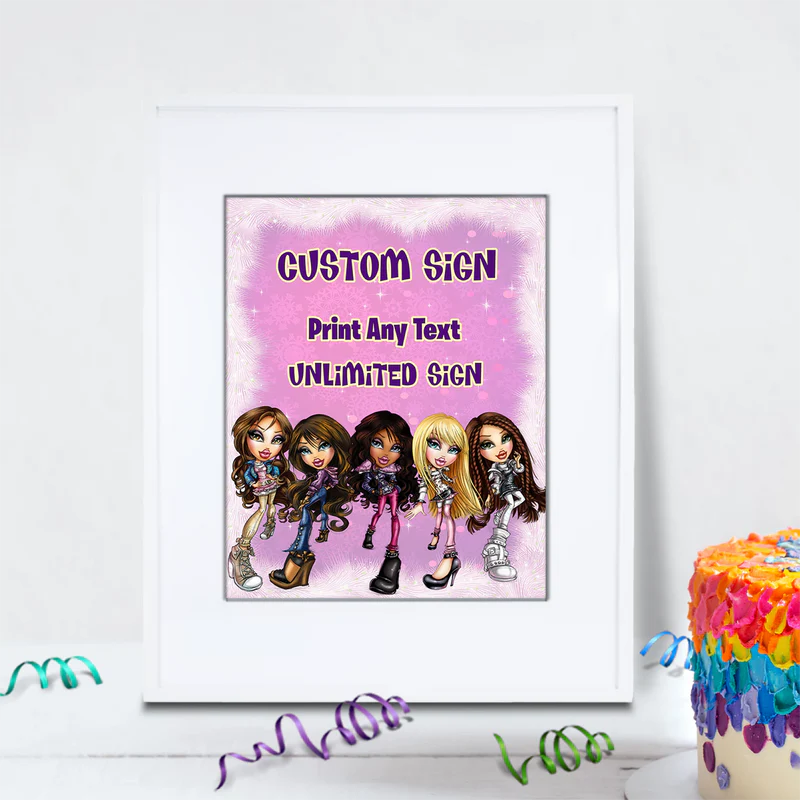Bratz Birthday Decorations, Fashion Doll Party Supplies, Bratz Cloe Themed, Yasmin, Jade, Sasha Digital Template, Editable Bratz Image SVG PNG