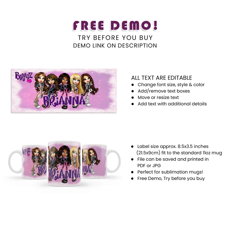 Bratz Sublimation Mug | Personalized Mug Design | Bratz Gift Idea