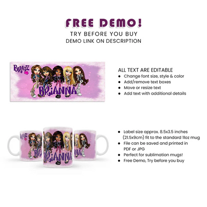 Bratz Sublimation Mug | Personalized Mug Design | Bratz Gift Idea