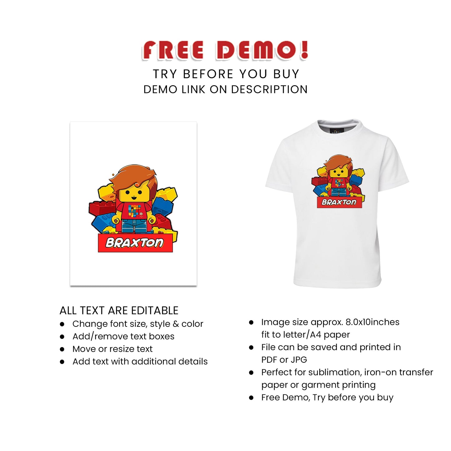 Sublimation T-Shirt with Lego Design - Wear Your Style