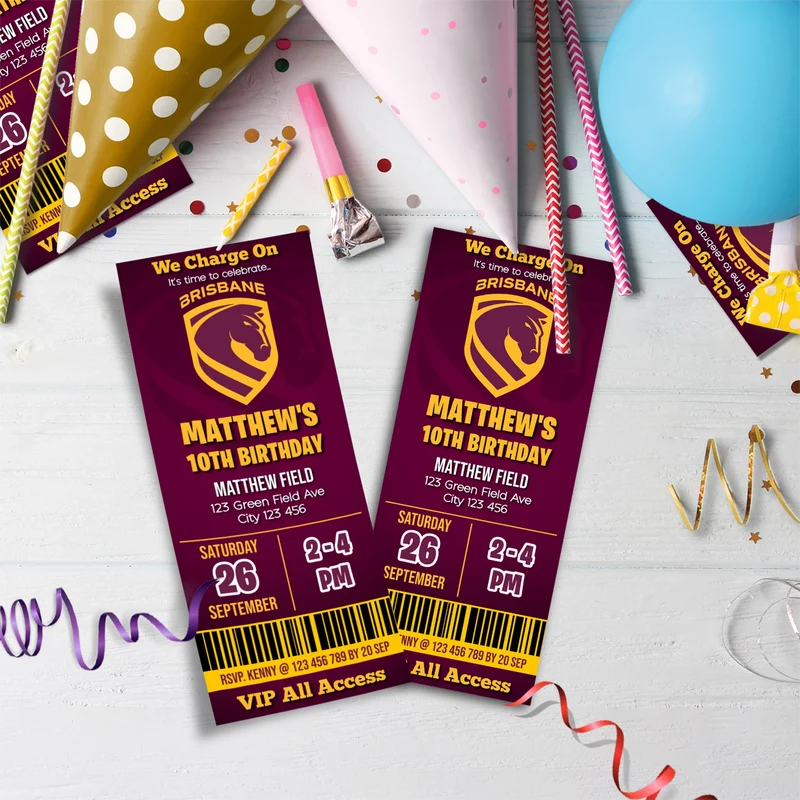 Broncos Birthday Decorations, NRL Broncos Party Supplies, Brisbane Themed, Broncos Digital Template, Editable Brisbane Broncos Image SVG PNG