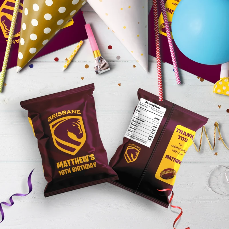 Broncos Birthday Decorations, NRL Broncos Party Supplies, Brisbane Themed, Broncos Digital Template, Editable Brisbane Broncos Image SVG PNG