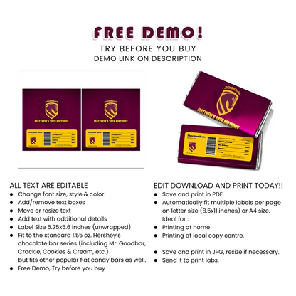 Brisbane Broncos Chocolate Label Printable Digital Download