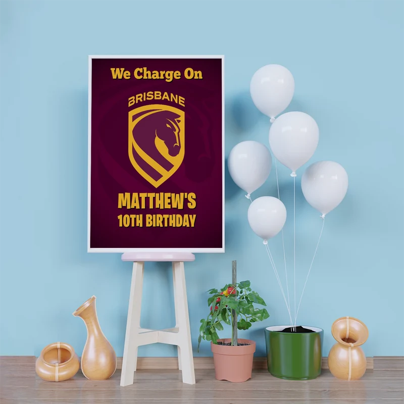 Broncos Birthday Decorations, NRL Broncos Party Supplies, Brisbane Themed, Broncos Digital Template, Editable Brisbane Broncos Image SVG PNG