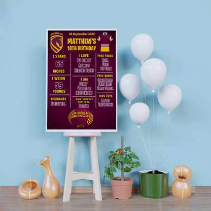 Broncos Birthday Decorations, NRL Broncos Party Supplies, Brisbane Themed, Broncos Digital Template, Editable Brisbane Broncos Image SVG PNG