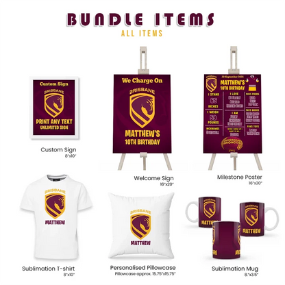 Brisbane Broncos Personalized Party Pack Bundle Printable Digital Download