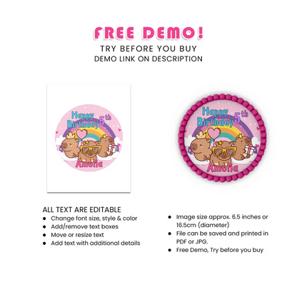 Capybara Personalized Icing Sheet Cake Images - Edible Print