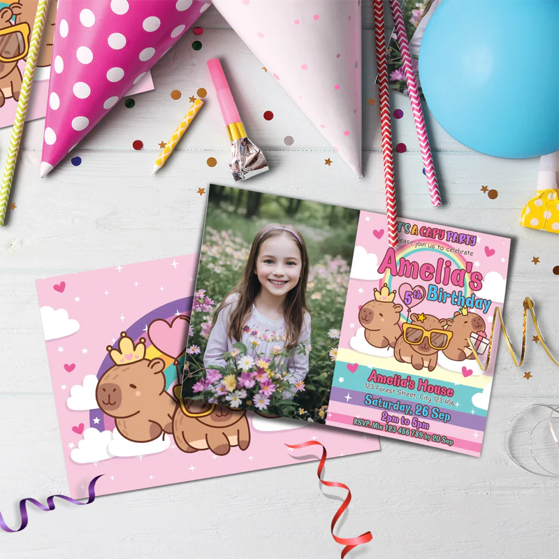 Capybara Birthday Decorations, capybara pets Party Supplies, tropical vibes Themed, Capybara Digital Template, Editable Capybara Image SVG PNG
