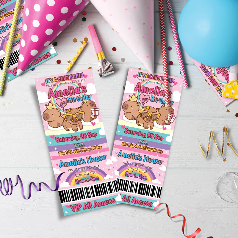 Capybara Birthday Decorations, capybara pets Party Supplies, tropical vibes Themed, Capybara Digital Template, Editable Capybara Image SVG PNG