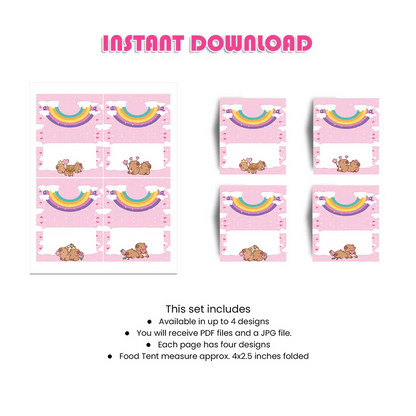 Capybara Food Cards - Custom Buffet Tent Labels
