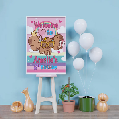 Capybara Birthday Decorations, capybara pets Party Supplies, tropical vibes Themed, Capybara Digital Template, Editable Capybara Image SVG PNG