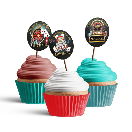 Casino Personalized Cupcakes Toppers