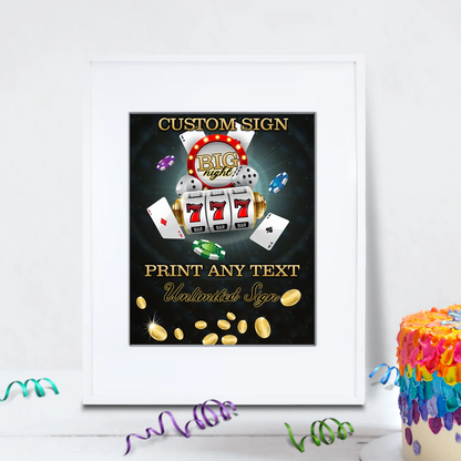 Casino Games Birthday Decorations, Pokies Party Supplies, Black Jack Themed, Slot Machine Digital Template, Editable Casino Image SVG PNG