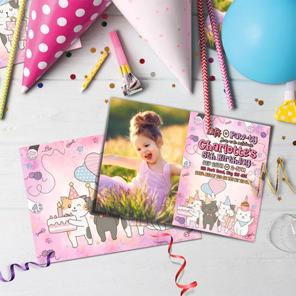 Cool Cats & Kittens Birthday Decorations, Cute Cat Party Supplies, Cat Lover Themed, Kitten Digital Template, Editable Cats & Kittens Image SVG PNG