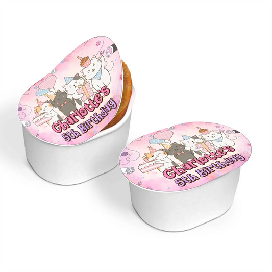 Cats & Kittens mini Pringles label featuring a vibrant custom design wrapper on a small stackable snack can