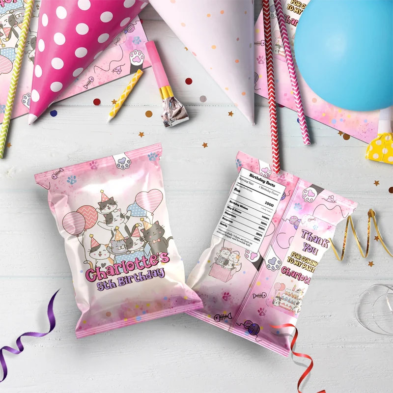 Cool Cats & Kittens Birthday Decorations, Cute Cat Party Supplies, Cat Lover Themed, Kitten Digital Template, Editable Cats & Kittens Image SVG PNG