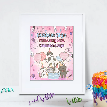Cool Cats & Kittens Birthday Decorations, Cute Cat Party Supplies, Cat Lover Themed, Kitten Digital Template, Editable Cats & Kittens Image SVG PNG