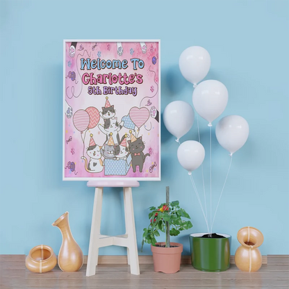 Cool Cats & Kittens Birthday Decorations, Cute Cat Party Supplies, Cat Lover Themed, Kitten Digital Template, Editable Cats & Kittens Image SVG PNG