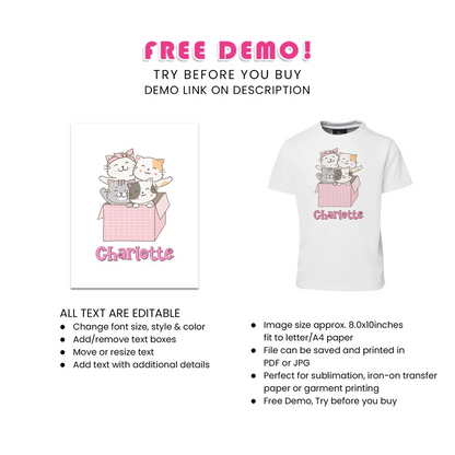 Cats & Kittens Sublimation T-Shirt Digital Download