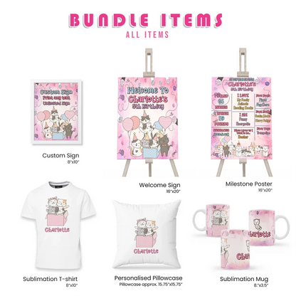 Cats & Kittens Personalized Party Pack Bundle Printable Digital Download
