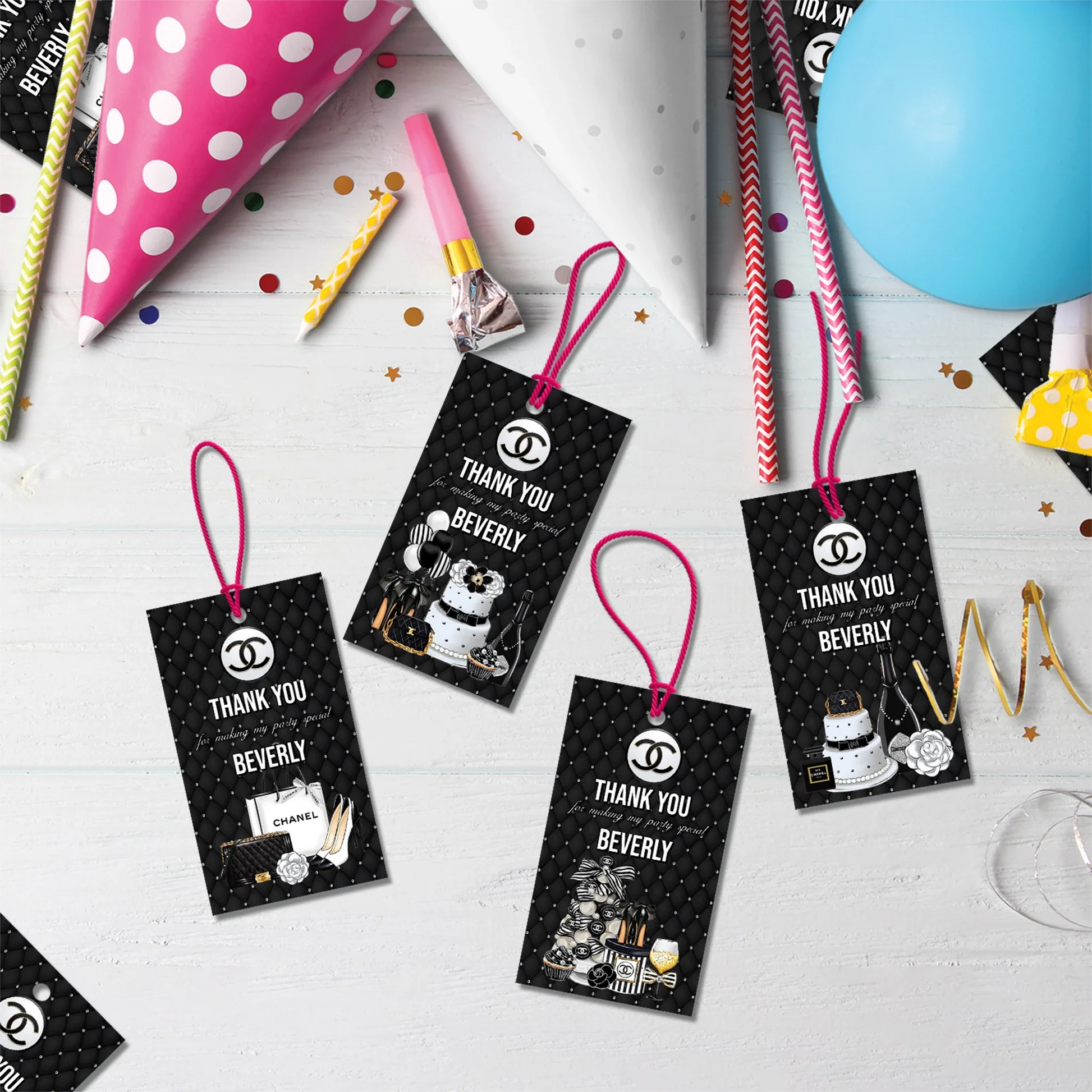 Luxury Bag Birthday Decorations, Chanel Inspired Party Supplies, Designer Chanel Themed, Coco Chanel Digital Template, Editable Chanel Inspired Image SVG PNG