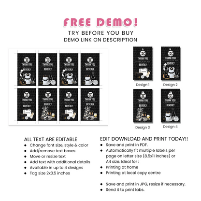 Chanel Inspired Favor Tags Elegant Party Set