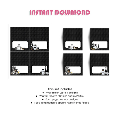 Chanel Inspired Food Cards Chic Party Labels