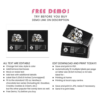 Chanel Inspired Chocolate Label Chic Party Wrap