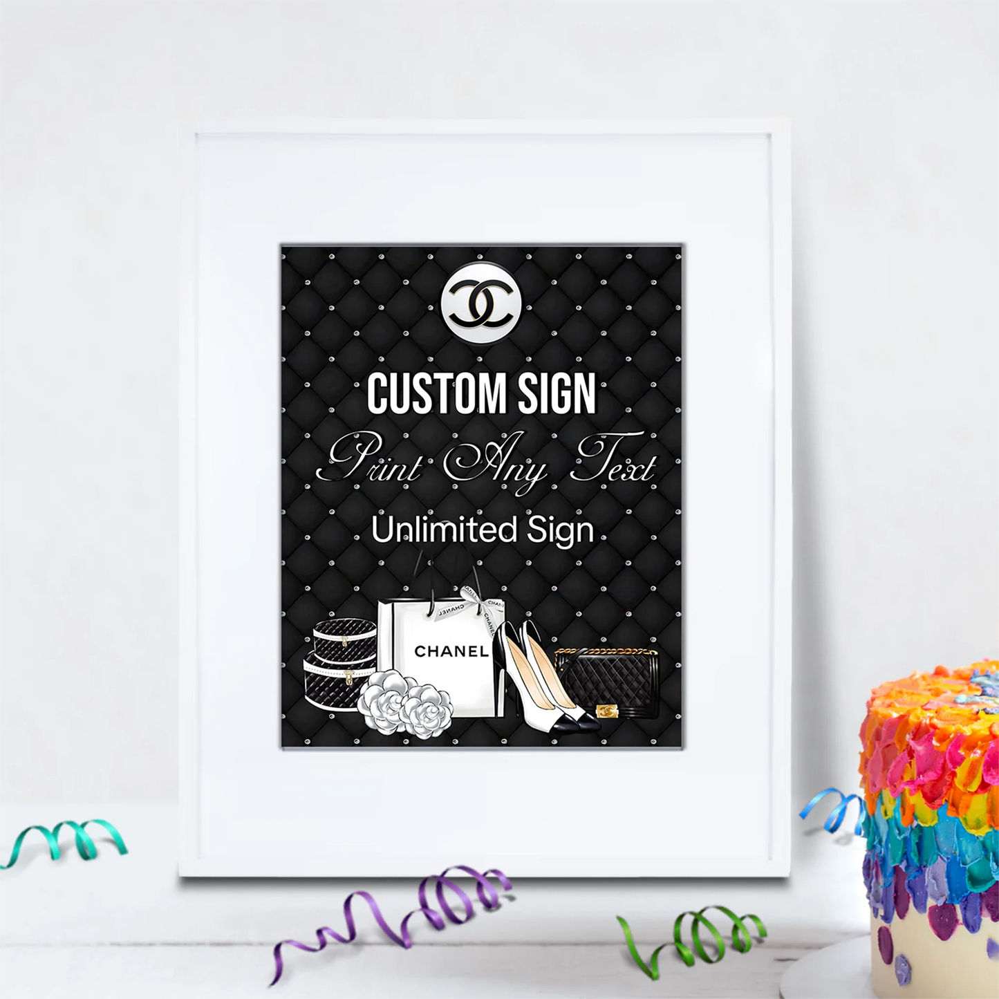 Luxury Bag Birthday Decorations, Chanel Inspired Party Supplies, Designer Chanel Themed, Coco Chanel Digital Template, Editable Chanel Inspired Image SVG PNG