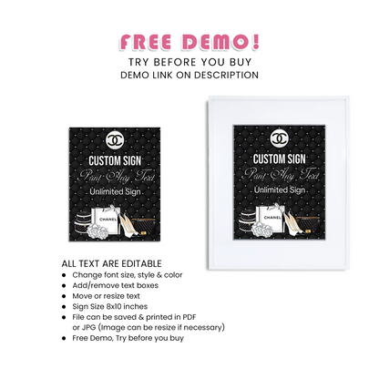 Chanel Inspired Custom Sign Elegant Party Decor