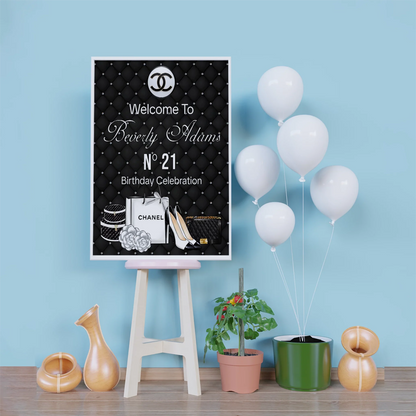 Luxury Bag Birthday Decorations, Chanel Inspired Party Supplies, Designer Chanel Themed, Coco Chanel Digital Template, Editable Chanel Inspired Image SVG PNG