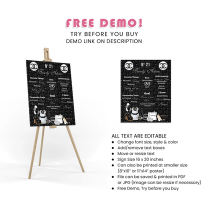 Chanel Inspired Milestone Poster Personalized