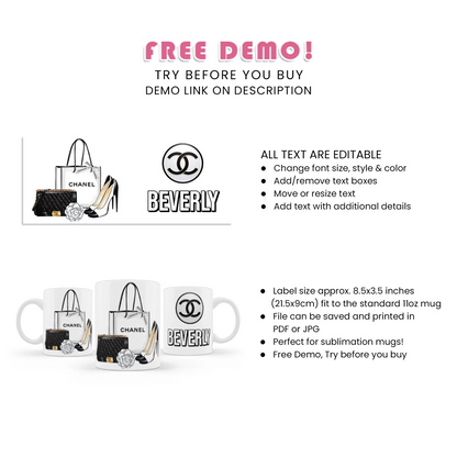 Chanel Inspired Sublimation Mug Elegant Design