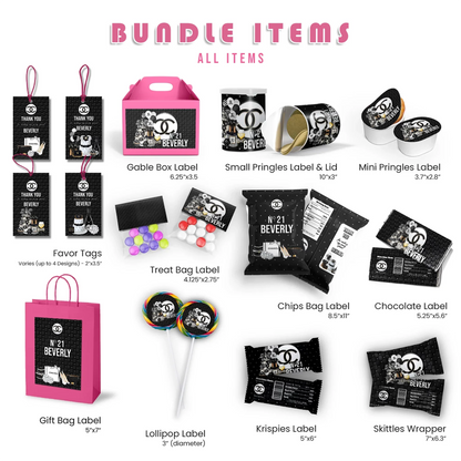 Luxury Bag Birthday Decorations, Chanel Inspired Party Supplies, Designer Chanel Themed, Coco Chanel Digital Template, Editable Chanel Inspired Image SVG PNG