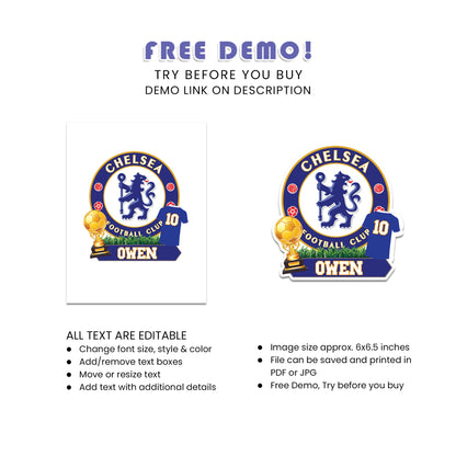 Chelsea FC Personalized Cake Toppers - Unique, Customizable, Perfect for Celebrations