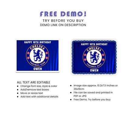 Rectangle Chelsea FC Personalized Cake Images - Make Your Event Memorable