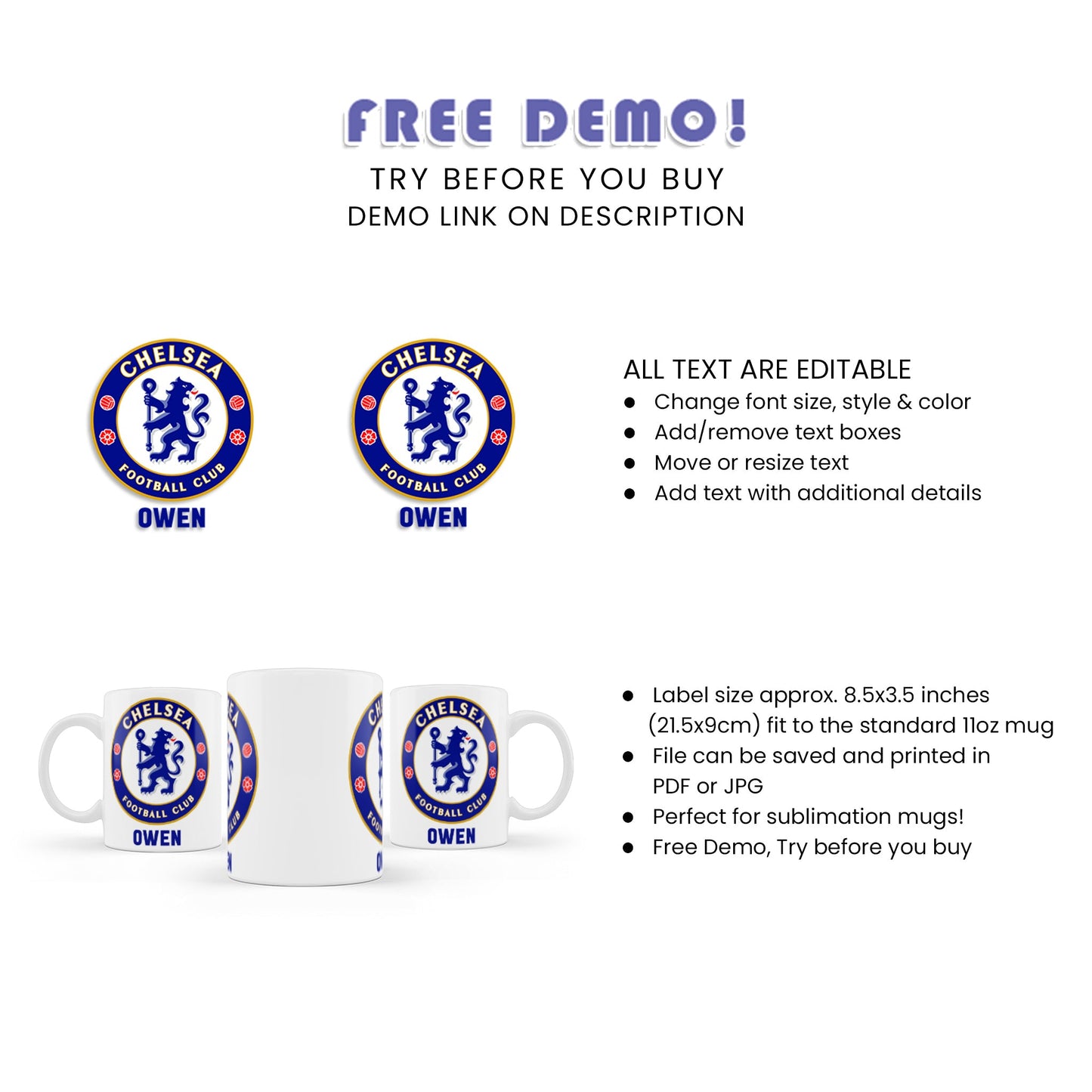 Chelsea FC Sublimation Mug - Start Your Day with Chelsea FC