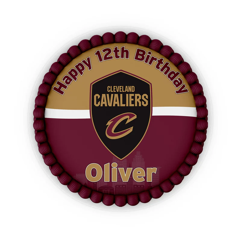 Cleveland Cavaliers edible icing cake image with logo and name printed on smooth white icing sheet
