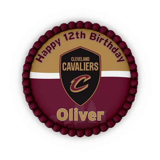 Cleveland Cavaliers edible icing cake image with logo and name printed on smooth white icing sheet