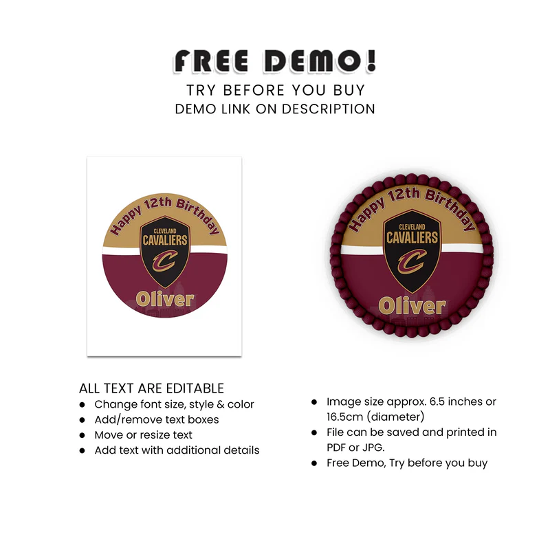 Cleveland Cavaliers Edible Icing Sheet Cake Image Custom Design