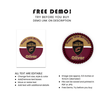 Cleveland Cavaliers Edible Icing Sheet Cake Image Custom Design