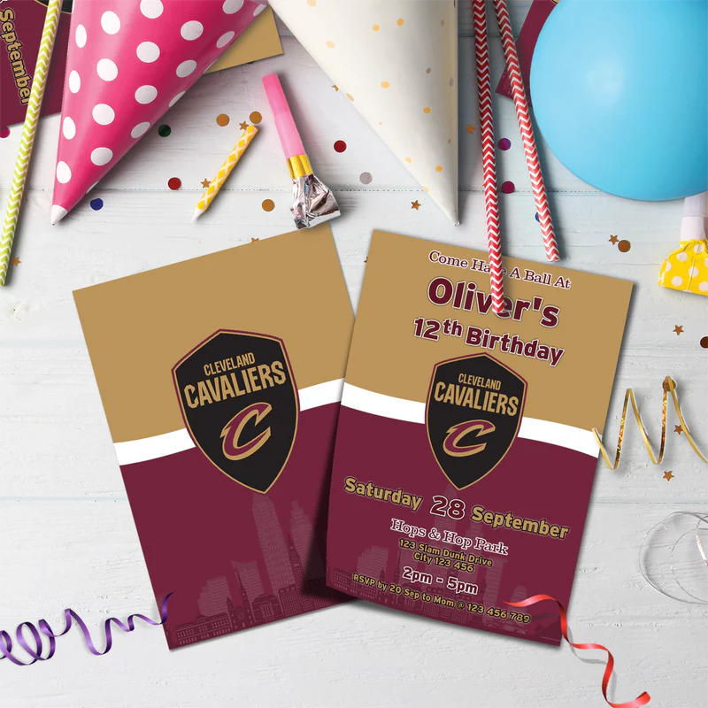 Cleveland Basketball Birthday Decorations, The Cavs Party Supplies, NBA Basketball Team Themed, Cleveland Cavaliers Digital Template, Editable Cleveland Cavaliers Image SVG PNG