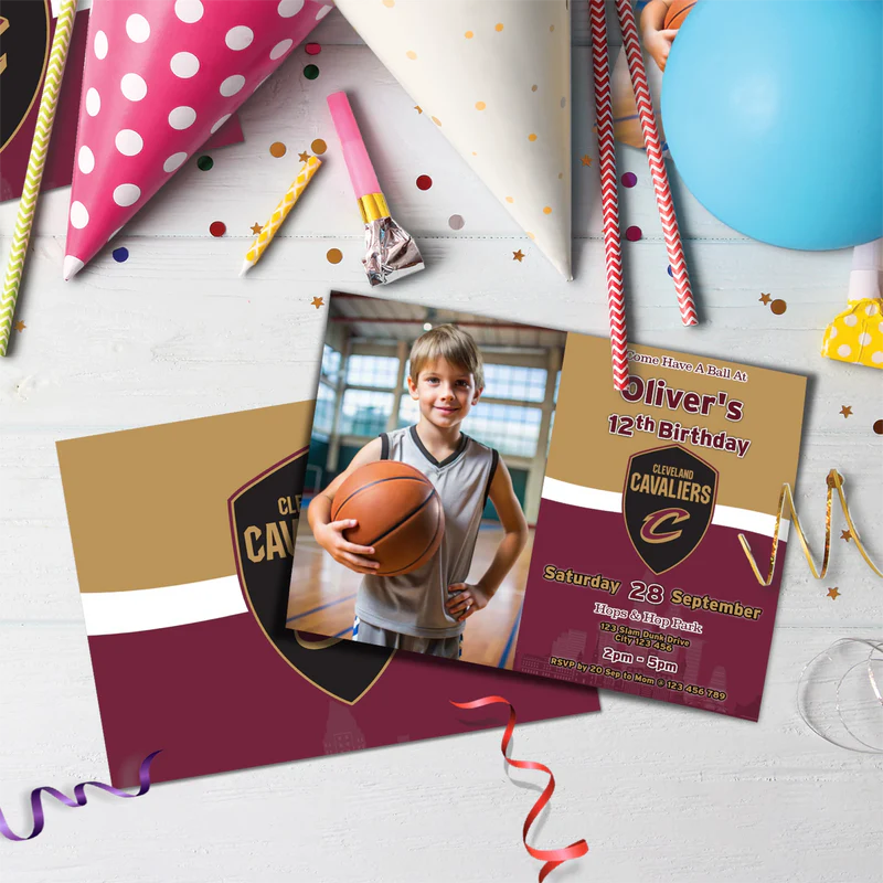 Cleveland Basketball Birthday Decorations, The Cavs Party Supplies, NBA Basketball Team Themed, Cleveland Cavaliers Digital Template, Editable Cleveland Cavaliers Image SVG PNG