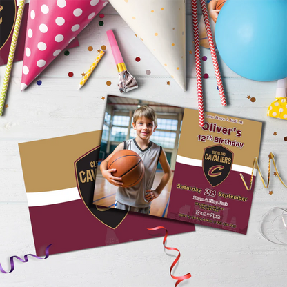 Cleveland Basketball Birthday Decorations, The Cavs Party Supplies, NBA Basketball Team Themed, Cleveland Cavaliers Digital Template, Editable Cleveland Cavaliers Image SVG PNG