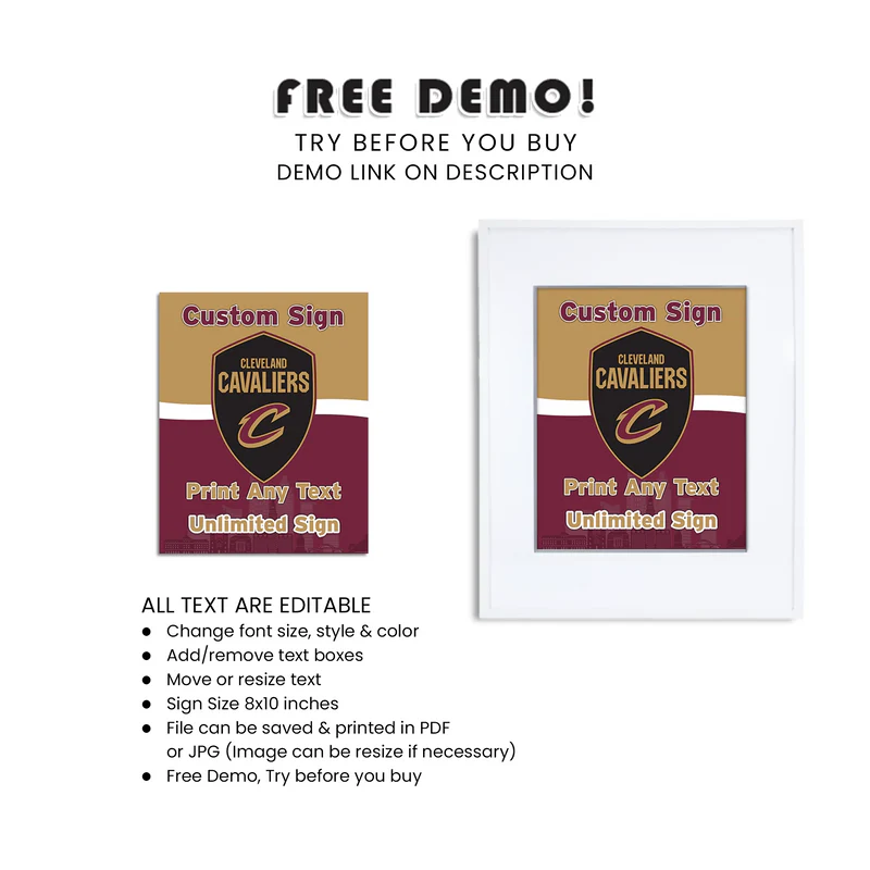 Cleveland Cavaliers Custom Party Sign Printable Decor