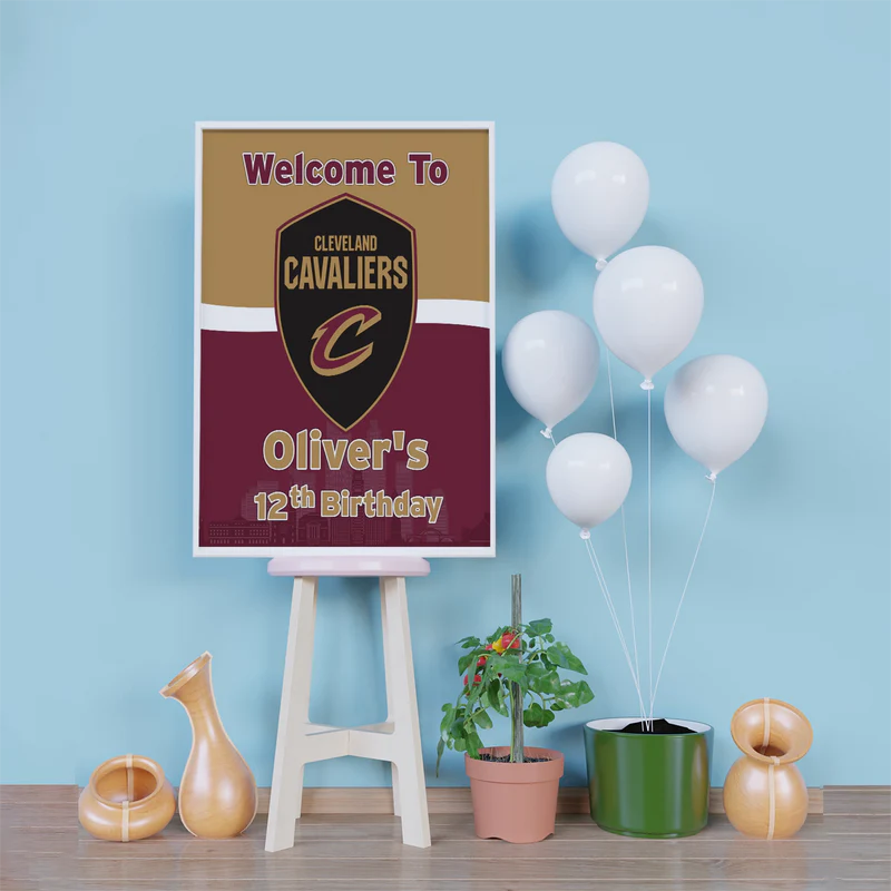 Cleveland Basketball Birthday Decorations, The Cavs Party Supplies, NBA Basketball Team Themed, Cleveland Cavaliers Digital Template, Editable Cleveland Cavaliers Image SVG PNG