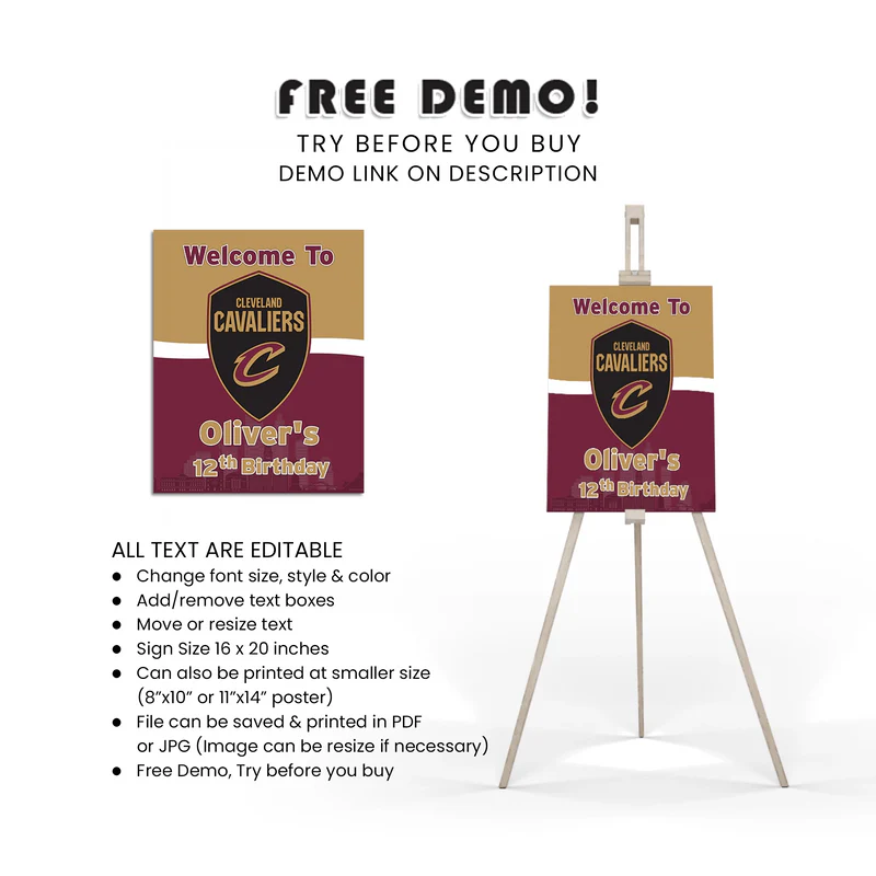Cleveland Cavaliers Welcome Sign Personalized Party Display