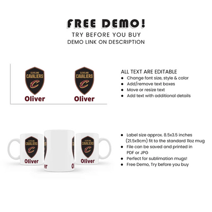 Cleveland Cavaliers Sublimation Mug Custom Gift for Fans